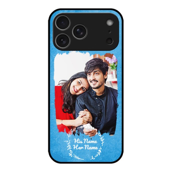 Apple iPhone 17 Pro Max Custom Glass Phone Case - Blue Color Vintage Design Apple iPhone 17 Pro Max Custom Glass Phone Case - Blue Color Vintage Design