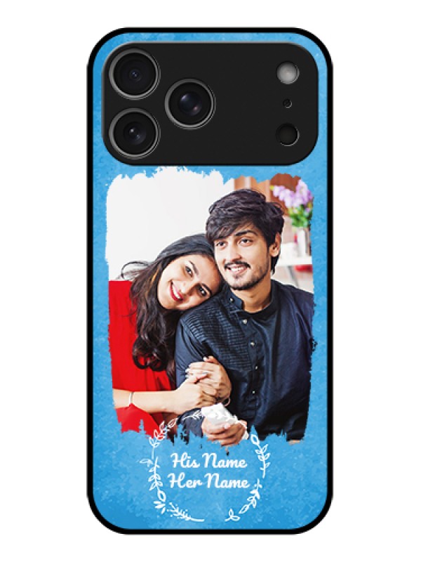 Custom Apple iPhone 17 Pro Max Custom Glass Phone Case - Blue Color Vintage Design