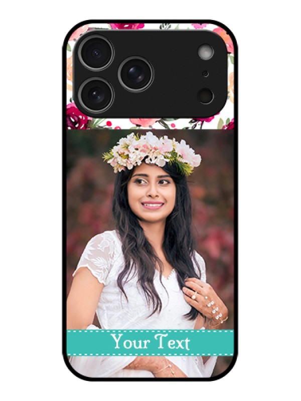 Custom Apple iPhone 17 Pro Max Custom Glass Phone Case - Water Colors Floral Design