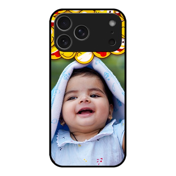 Apple iPhone 17 Pro Max Custom Glass Phone Case - With Smiley Emoji Design Apple iPhone 17 Pro Max Custom Glass Phone Case - With Smiley Emoji Design
