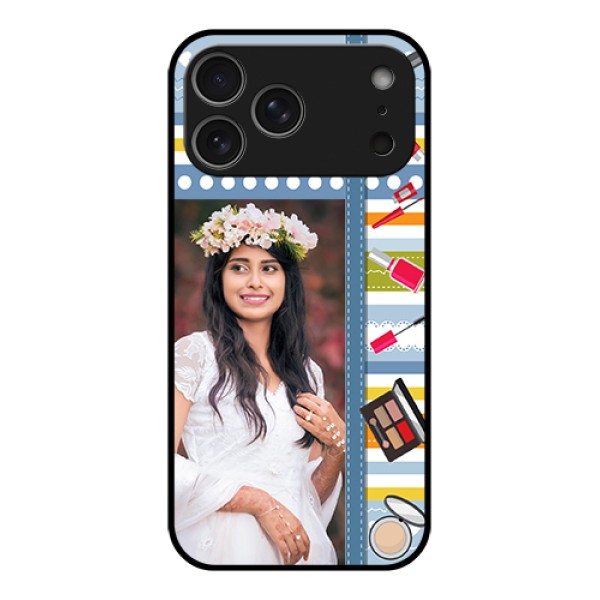 Apple iPhone 17 Pro Max Custom Glass Phone Case - Makeup Icons Design