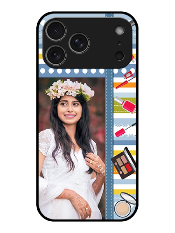 Custom Apple iPhone 17 Pro Max Custom Glass Phone Case - Makeup Icons Design