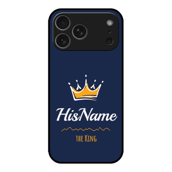 Apple iPhone 17 Pro Max Custom Glass Phone Case - King With Name Design