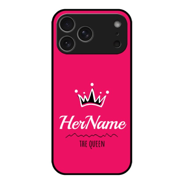 Apple iPhone 17 Pro Max Custom Glass Phone Case - Queen With Name Design Apple iPhone 17 Pro Max Custom Glass Phone Case - Queen With Name Design