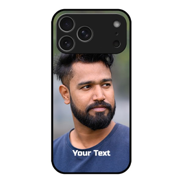 Apple iPhone 17 Pro Max Custom Glass Phone Case - Photo With Text Design