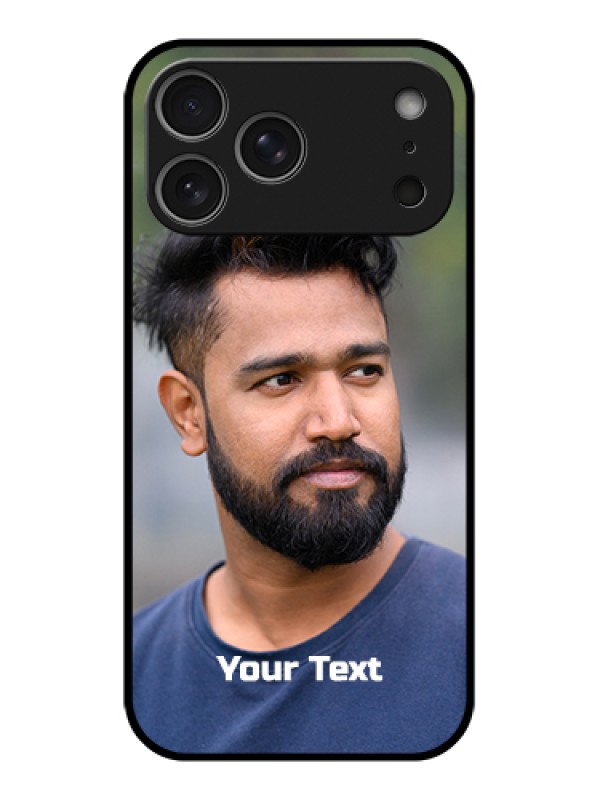 Custom Apple iPhone 17 Pro Max Custom Glass Phone Case - Photo With Text Design