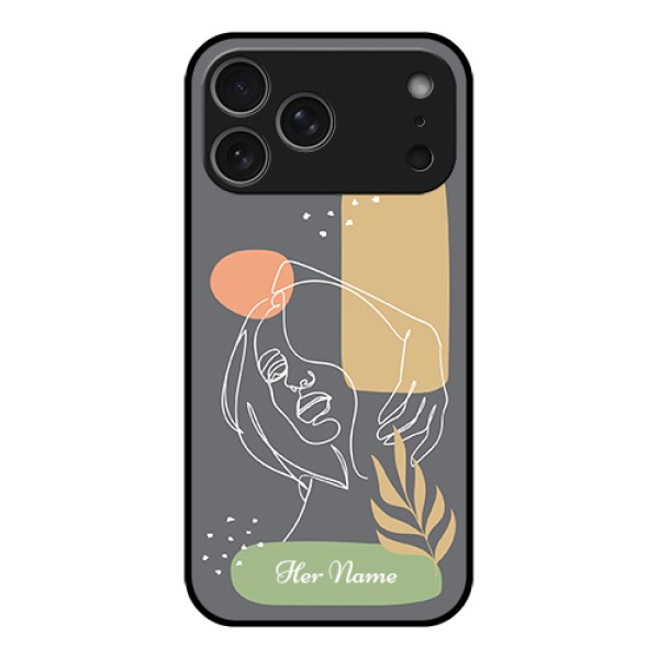 Apple iPhone 17 Pro Max Custom Glass Phone Case - Gazing Woman Line Art Design Apple iPhone 17 Pro Max Custom Glass Phone Case - Gazing Woman Line Art Design