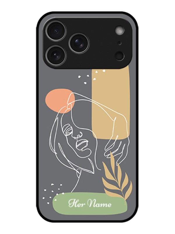 Custom Apple iPhone 17 Pro Max Custom Glass Phone Case - Gazing Woman Line Art Design