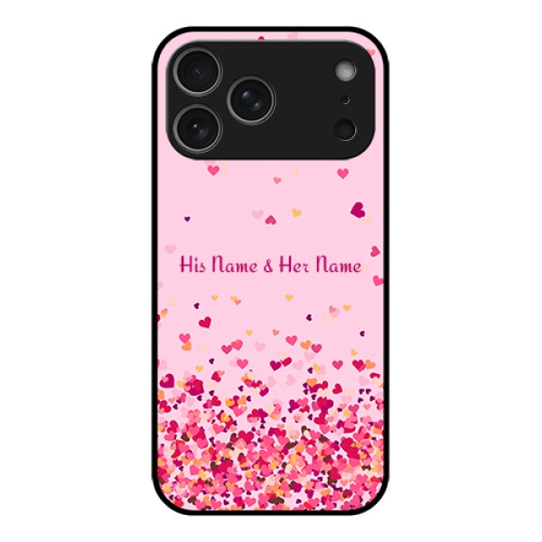 Apple iPhone 17 Pro Max Custom Glass Phone Case - Floating Hearts Design Apple iPhone 17 Pro Max Custom Glass Phone Case - Floating Hearts Design