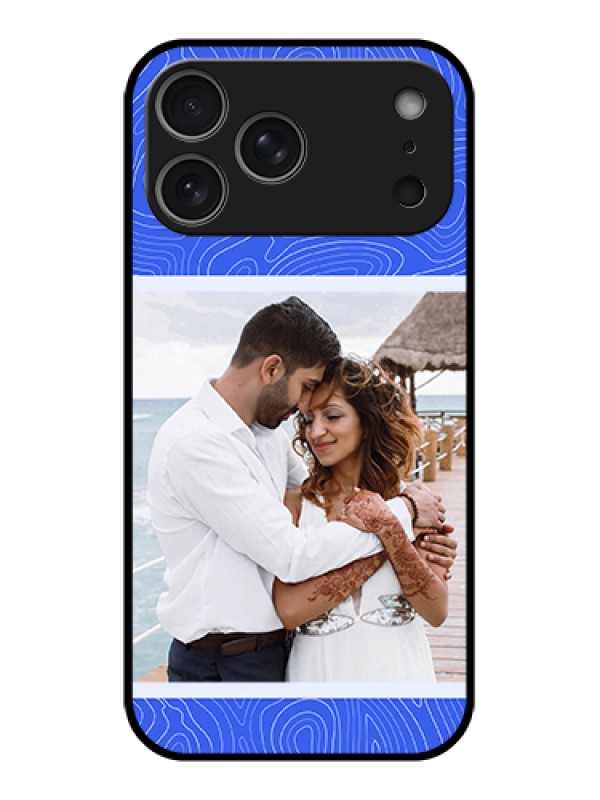 Custom Apple iPhone 17 Pro Max Custom Glass Phone Case - Curved Line Art With Blue And White Design