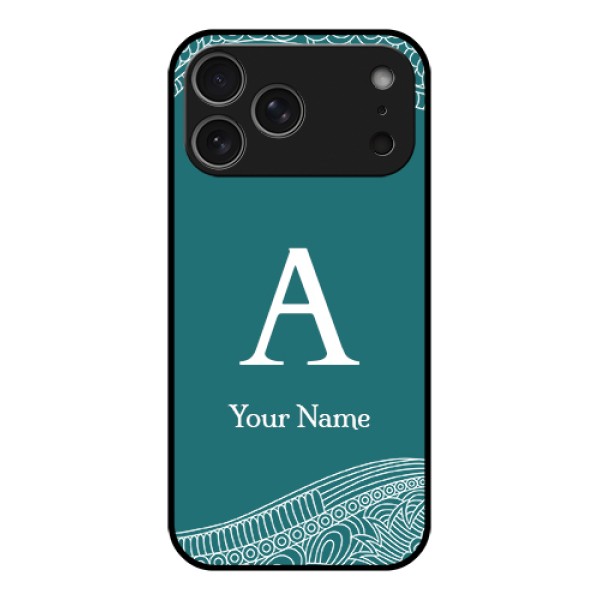 Apple iPhone 17 Pro Max Custom Glass Phone Case - Line Art Pattern With Custom Name Design Apple iPhone 17 Pro Max Custom Glass Phone Case - Line Art Pattern With Custom Name Design