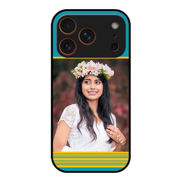 Apple iPhone 17 Pro Custom Glass Phone Case - Yellow & Blue Design Apple iPhone 17 Pro Custom Glass Phone Case - Yellow & Blue Design
