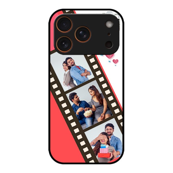 Apple iPhone 17 Pro Custom Glass Phone Case - 3 Image Holder With Film Reel Apple iPhone 17 Pro Custom Glass Phone Case - 3 Image Holder With Film Reel