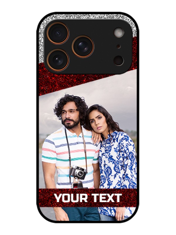 Custom Apple iPhone 17 Pro Custom Glass Phone Case - Image Holder With Glitter Strip Design