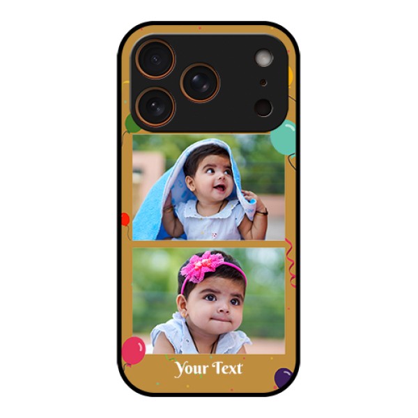 Apple iPhone 17 Pro Custom Glass Phone Case - Image Holder With Birthday Celebrations Design Apple iPhone 17 Pro Custom Glass Phone Case - Image Holder With Birthday Celebrations Design
