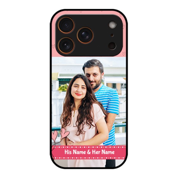 Apple iPhone 17 Pro Custom Glass Phone Case - Love Design Peach Color