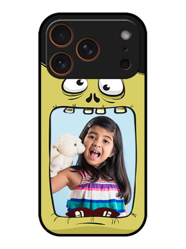 Custom Apple iPhone 17 Pro Custom Glass Phone Case - Cartoon Monster Back Case Design