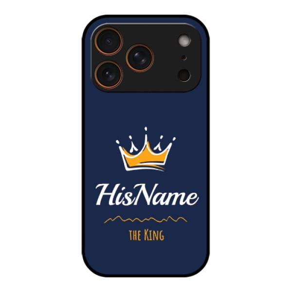 Apple iPhone 17 Pro Custom Glass Phone Case - King With Name Design Apple iPhone 17 Pro Custom Glass Phone Case - King With Name Design