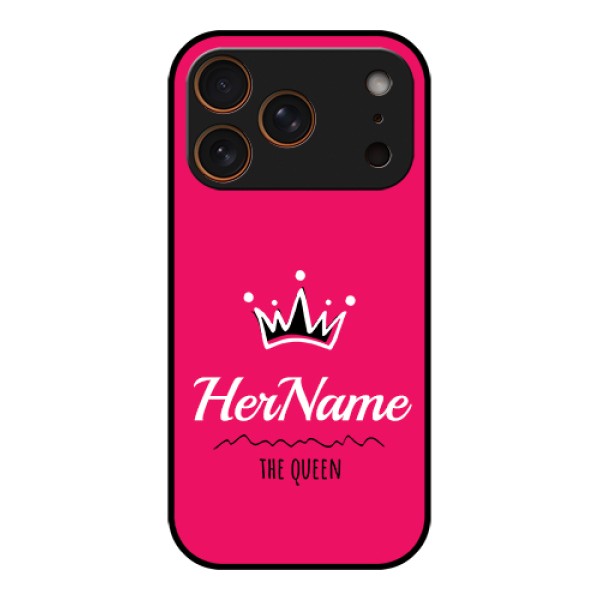 Apple iPhone 17 Pro Custom Glass Phone Case - Queen With Name Design Apple iPhone 17 Pro Custom Glass Phone Case - Queen With Name Design