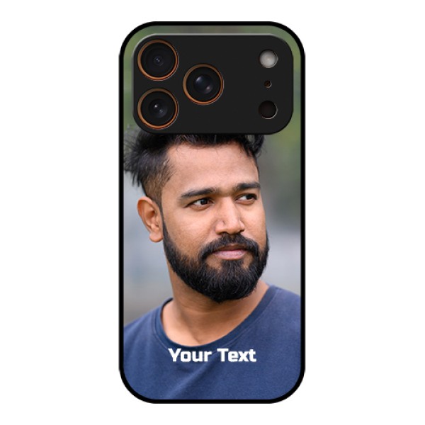 Apple iPhone 17 Pro Custom Glass Phone Case - Photo With Text Design