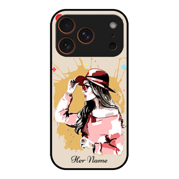 Apple iPhone 17 Pro Custom Glass Phone Case - Women With Pink Hat Design