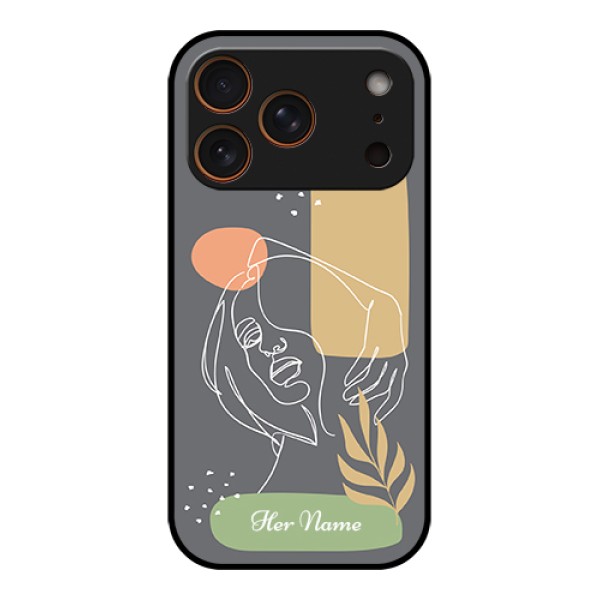 Apple iPhone 17 Pro Custom Glass Phone Case - Gazing Woman Line Art Design Apple iPhone 17 Pro Custom Glass Phone Case - Gazing Woman Line Art Design
