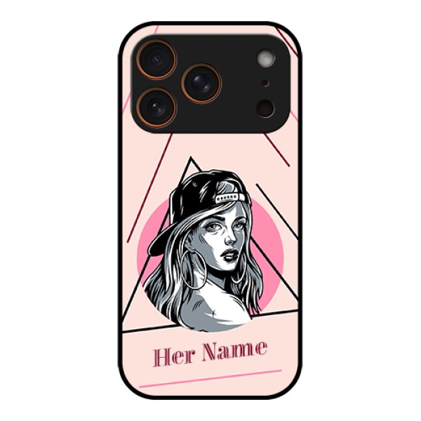 Apple iPhone 17 Pro Custom Glass Phone Case - Rockstar Girl Design Apple iPhone 17 Pro Custom Glass Phone Case - Rockstar Girl Design