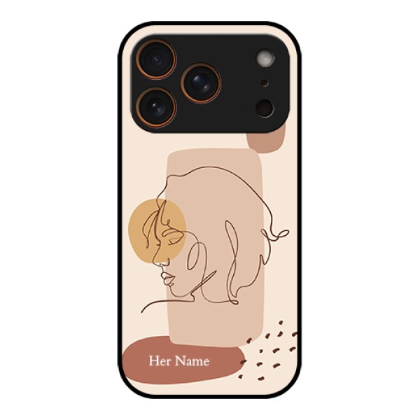 Apple iPhone 17 Pro Custom Glass Phone Case - Calm Woman Line Art Design