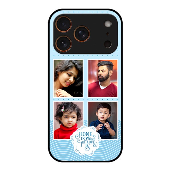 Apple iPhone 17 Pro Custom Glass Phone Case - Cute Love Quote With 4 Pic Upload Design Apple iPhone 17 Pro Custom Glass Phone Case - Cute Love Quote With 4 Pic Upload Design