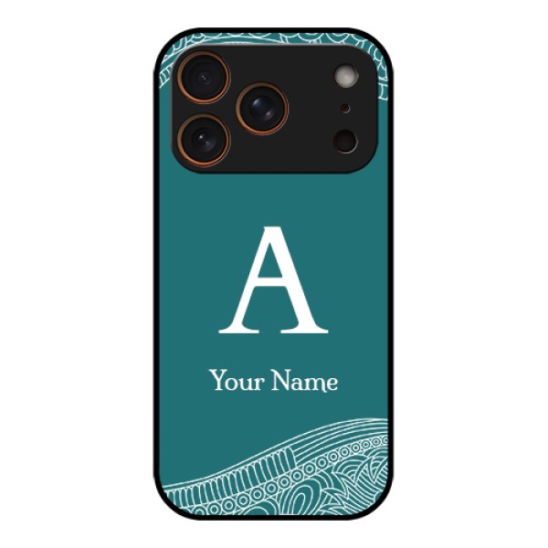 Apple iPhone 17 Pro Custom Glass Phone Case - Line Art Pattern With Custom Name Design Apple iPhone 17 Pro Custom Glass Phone Case - Line Art Pattern With Custom Name Design