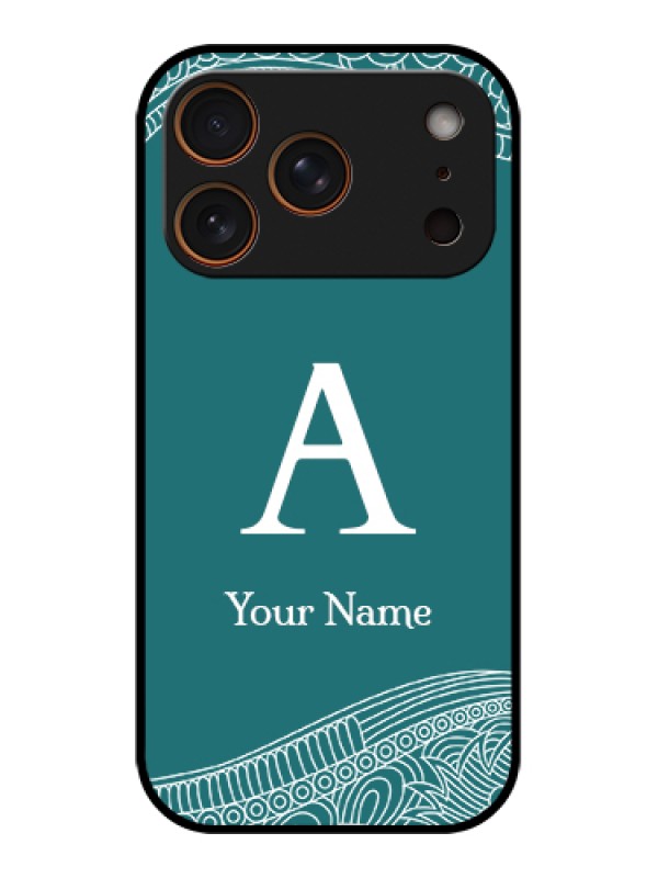 Custom Apple iPhone 17 Pro Custom Glass Phone Case - Line Art Pattern With Custom Name Design