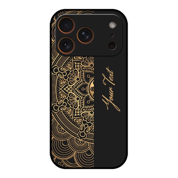 Apple iPhone 17 Pro Custom Glass Phone Case - Mandala Art With Custom Text Design Apple iPhone 17 Pro Custom Glass Phone Case - Mandala Art With Custom Text Design