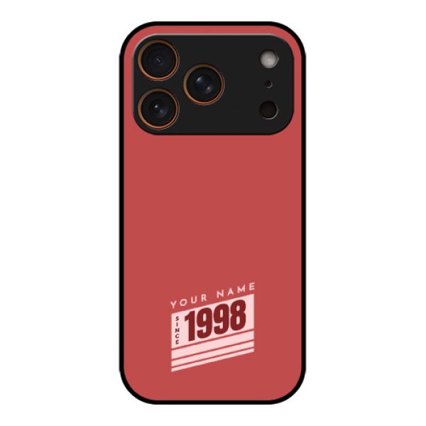 Apple iPhone 17 Pro Custom Glass Phone Case - Red Custom Year Of Birth Design Apple iPhone 17 Pro Custom Glass Phone Case - Red Custom Year Of Birth Design