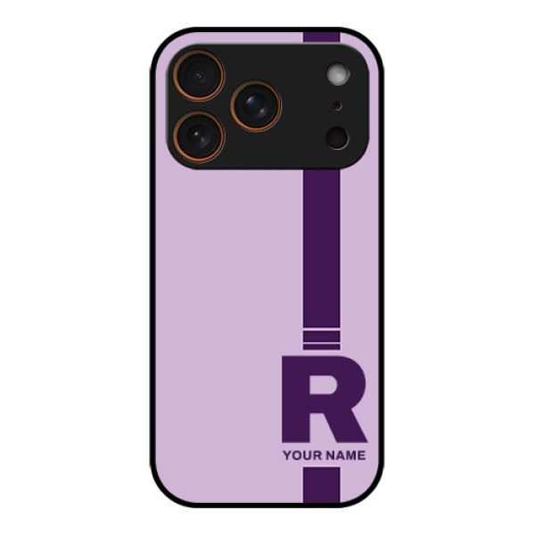Apple iPhone 17 Pro Custom Glass Phone Case - Simple Dual Tone Stripe With Name Design Apple iPhone 17 Pro Custom Glass Phone Case - Simple Dual Tone Stripe With Name Design