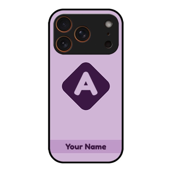 Apple iPhone 17 Pro Custom Glass Phone Case - Custom Letter In Curved Badge Design Apple iPhone 17 Pro Custom Glass Phone Case - Custom Letter In Curved Badge Design