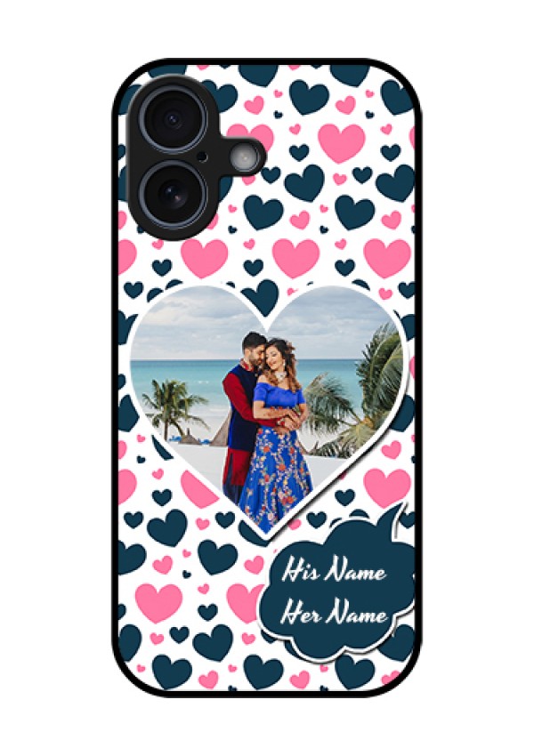Apple iPhone 17 Custom Glass Phone Case - Pink & Blue Heart Design