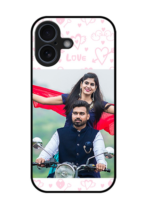 Apple iPhone 17 Custom Glass Phone Case - Pink Flying Heart Design