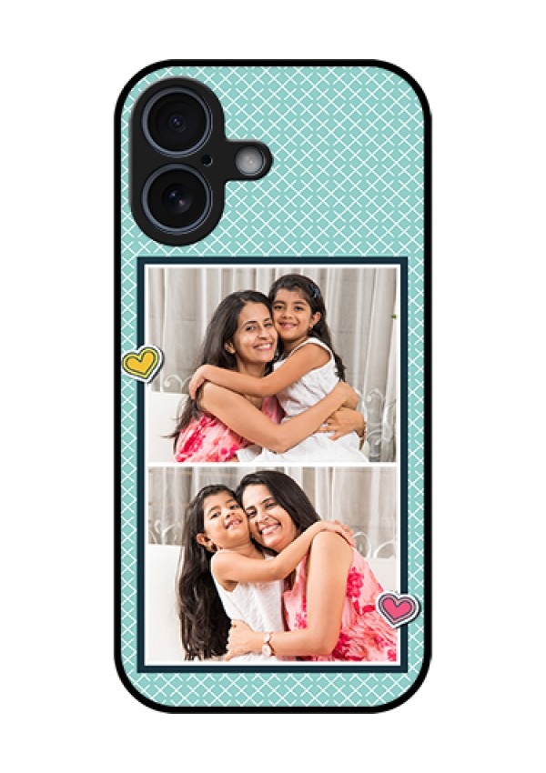 Apple iPhone 17 Custom Glass Phone Case - 2 Image Holder With Pattern Design