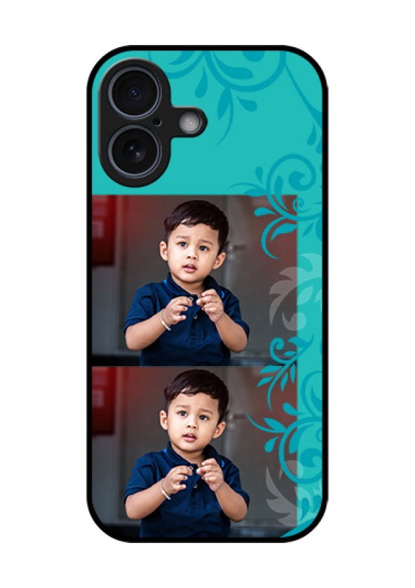 Apple iPhone 17 Custom Glass Phone Case - With Photo And Green Floral Design