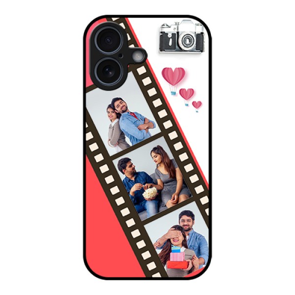 Apple iPhone 17 Custom Glass Phone Case - 3 Image Holder With Film Reel Apple iPhone 17 Custom Glass Phone Case - 3 Image Holder With Film Reel