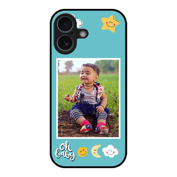 Apple iPhone 17 Custom Glass Phone Case - Smiley Kids Stars Design Apple iPhone 17 Custom Glass Phone Case - Smiley Kids Stars Design