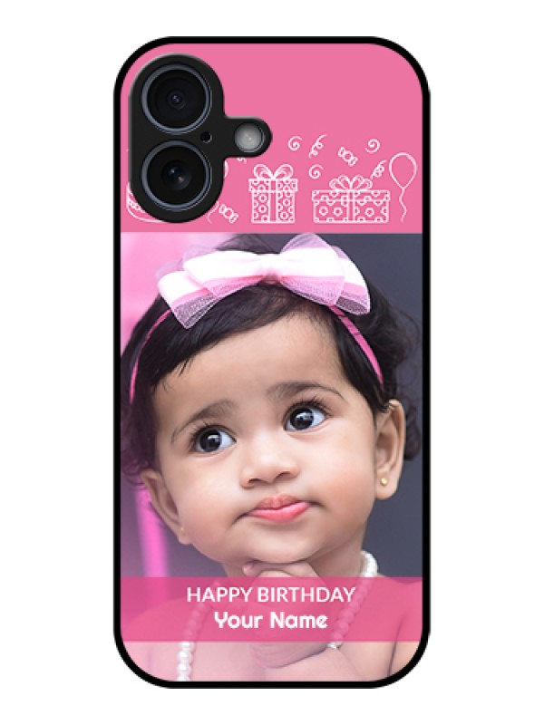 Custom Apple iPhone 17 Custom Glass Phone Case - With Birthday Line Art Design