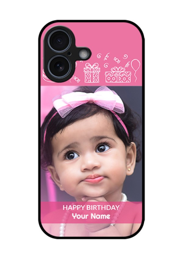 Apple iPhone 17 Custom Glass Phone Case - With Birthday Line Art Design