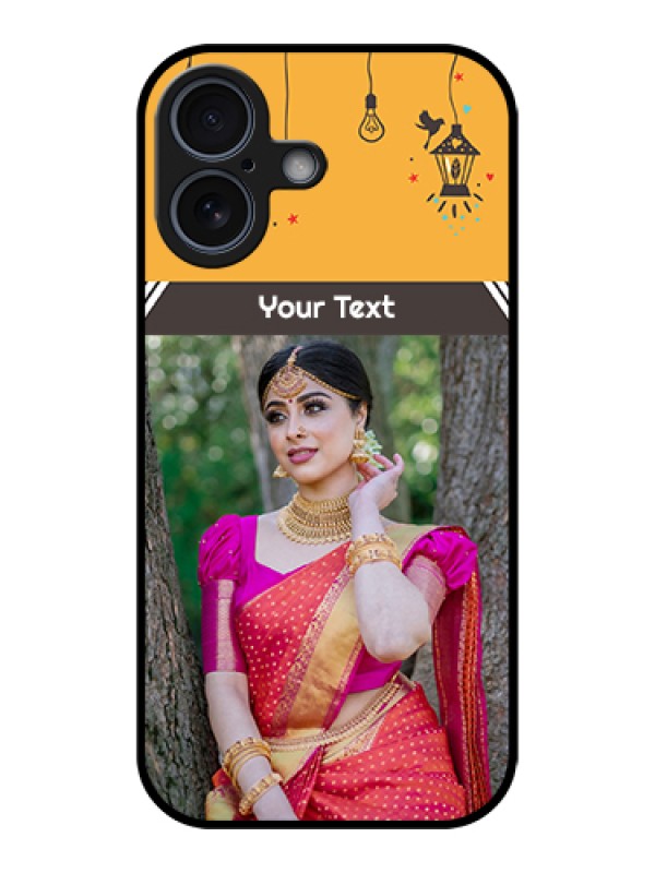 Custom Apple iPhone 17 Custom Glass Phone Case - With Family Picture And Icons