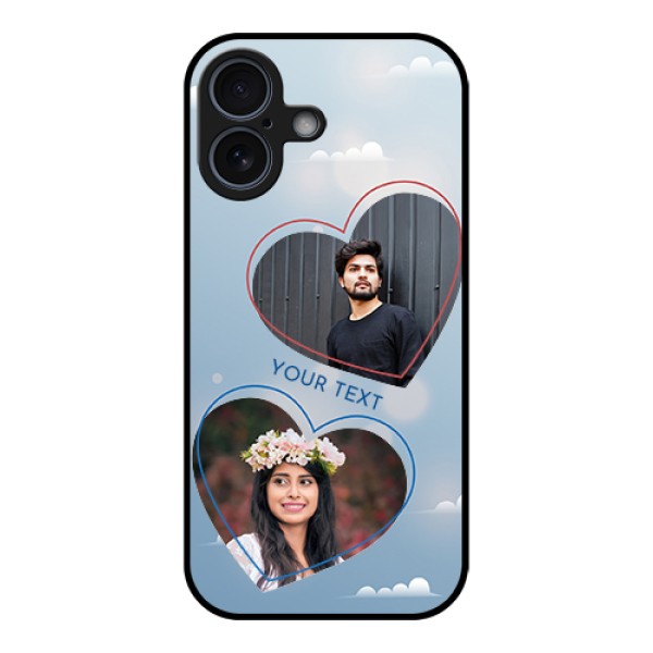 Apple iPhone 17 Custom Glass Phone Case - Blue Color Couple Design Apple iPhone 17 Custom Glass Phone Case - Blue Color Couple Design