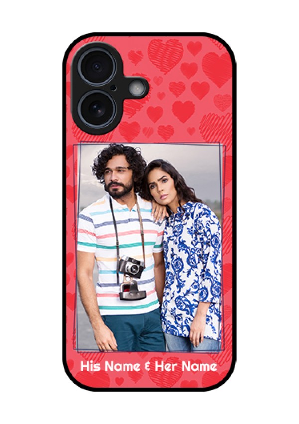 Apple iPhone 17 Custom Glass Phone Case - With Red Heart Symbols Design