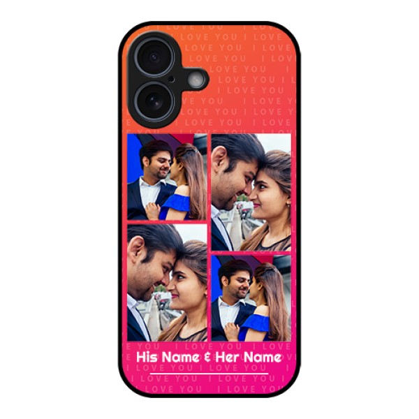 Apple iPhone 17 Custom Glass Phone Case - I Love You Pink Design