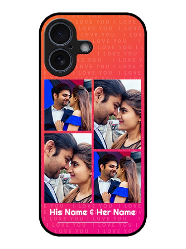 Custom Apple iPhone 17 Custom Glass Phone Case - I Love You Pink Design