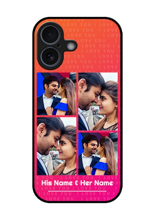 Apple iPhone 17 Custom Glass Phone Case - I Love You Pink Design