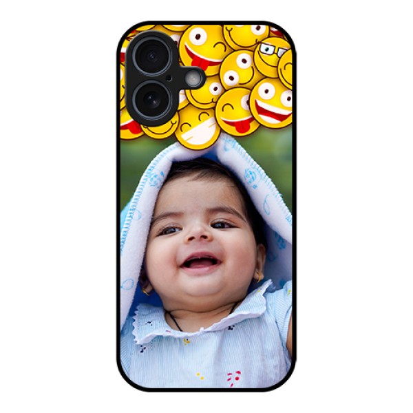 Apple iPhone 17 Custom Glass Phone Case - With Smiley Emoji Design Apple iPhone 17 Custom Glass Phone Case - With Smiley Emoji Design